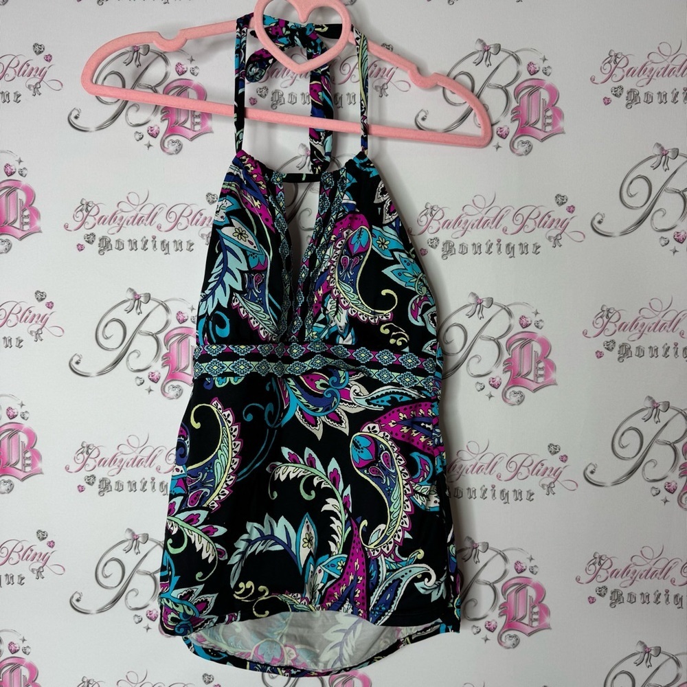 APT.9 bathing suit top Colorful Halter Top with Paisley Print boho
